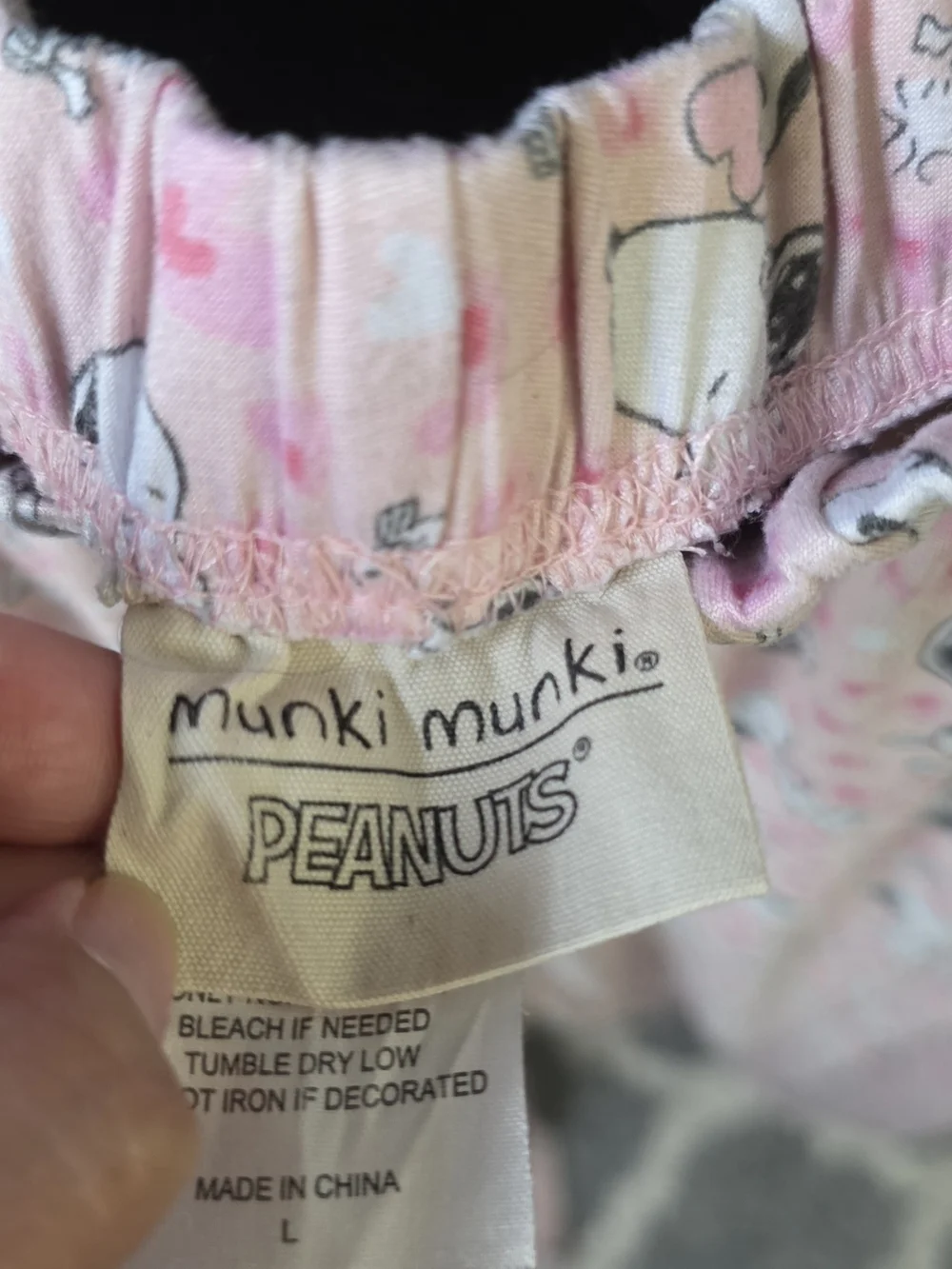 Munki Munki Peanuts Snoopy Woodstock Valentine's Day Heart Pajama Pants Large